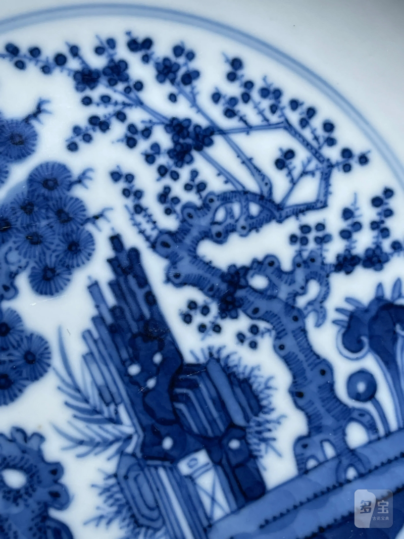 清同治 青花岁寒三友纹盘 - 图4